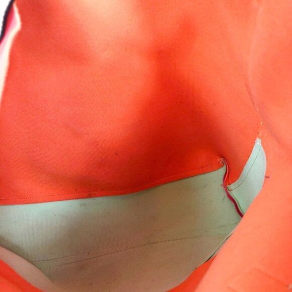 Guess Colorblock Pink Orange Faux Leather Zipper Tote Bag - Picture 9 of 9